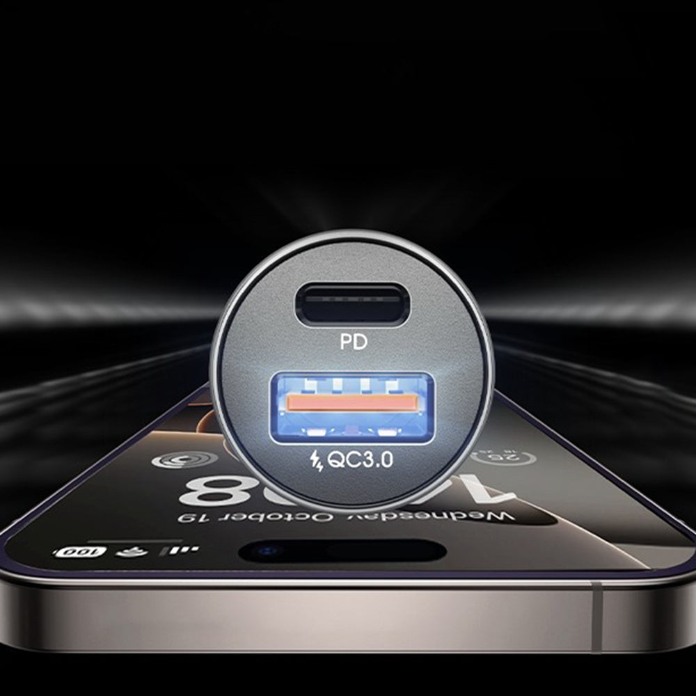 Carregador Auto Lisen, 36W, 3A, 1 x USB-A - 1 x USB-C, Conjunto 2 peças, Preto YL0223080038