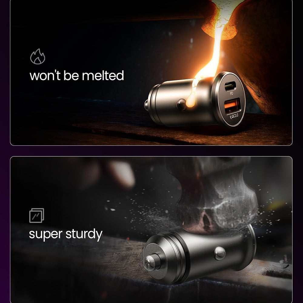 Carregador Auto Lisen, 36W, 3A, 1 x USB-A - 1 x USB-C, Conjunto 2 peças, Preto YL0223080038