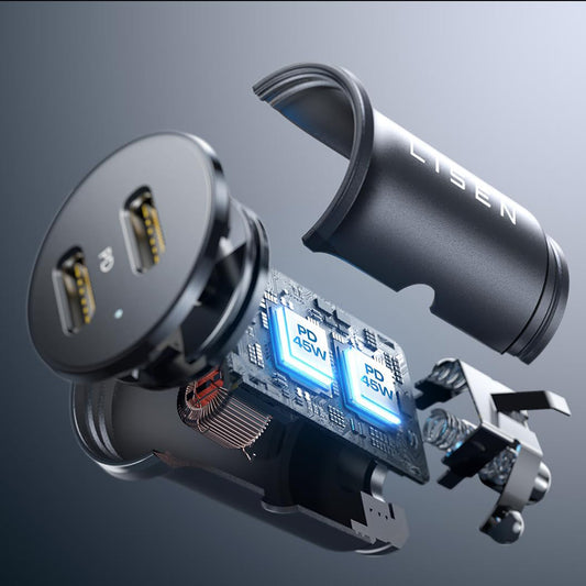 Carregador Auto Lisen, 45W, 3A, 2 x USB-C, Preto YL0223080007