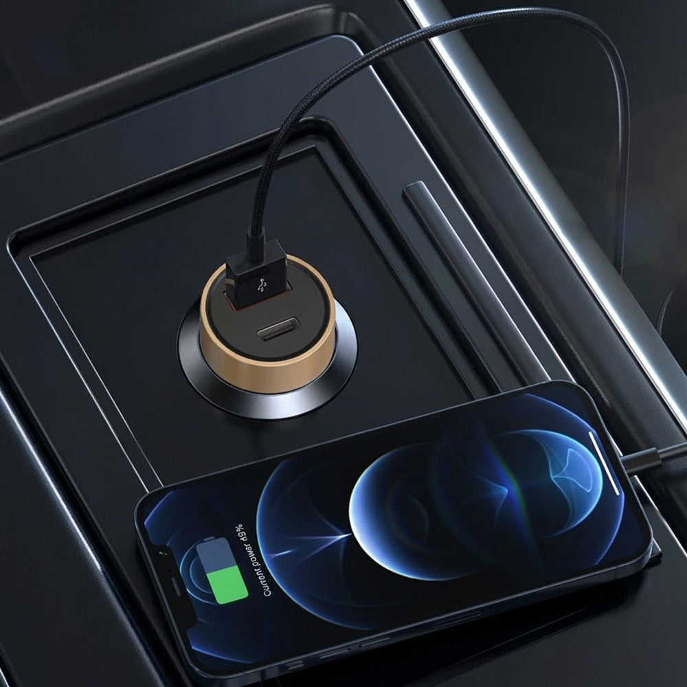 Carregador Auto Lito IN-C04, 52W, 3A, 1 x USB-A - 1 x USB-C, Preto