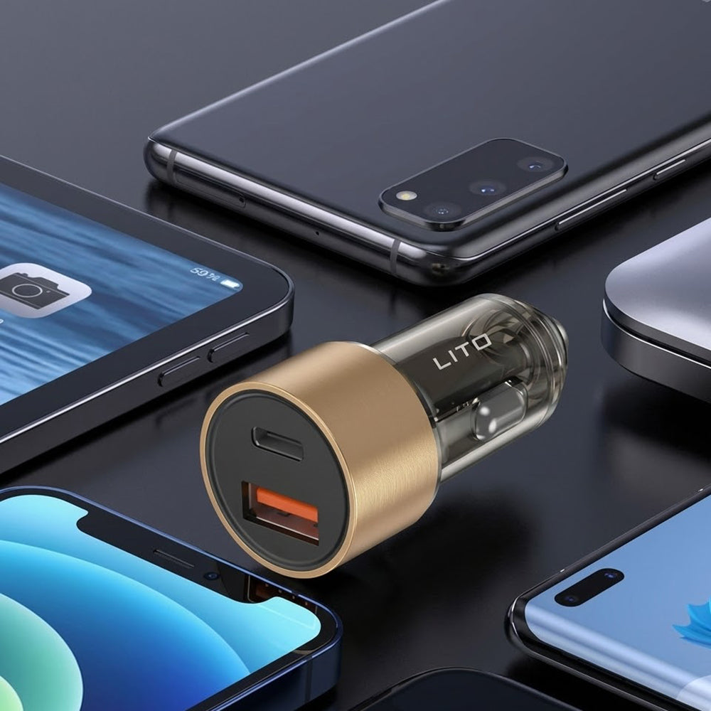 Carregador Auto Lito IN-C04, 52W, 3A, 1 x USB-A - 1 x USB-C, Preto