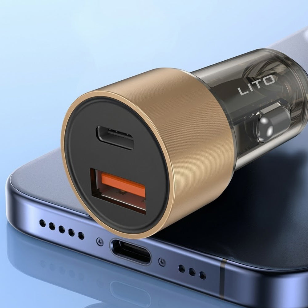 Carregador Auto Lito IN-C04, 52W, 3A, 1 x USB-A - 1 x USB-C, Preto