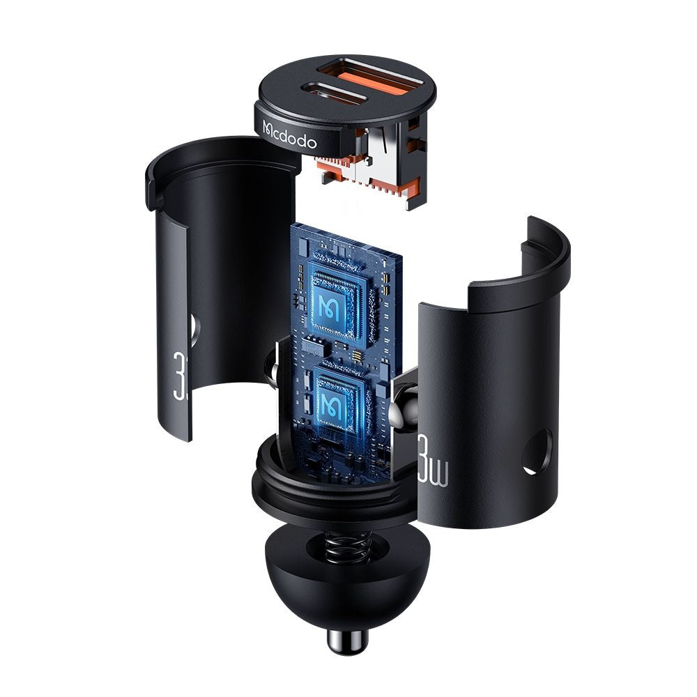 Carregador Auto McDodo CC-2320 Cool, 33W, 3A, 1 x USB-A - 1 x USB-C, Preto