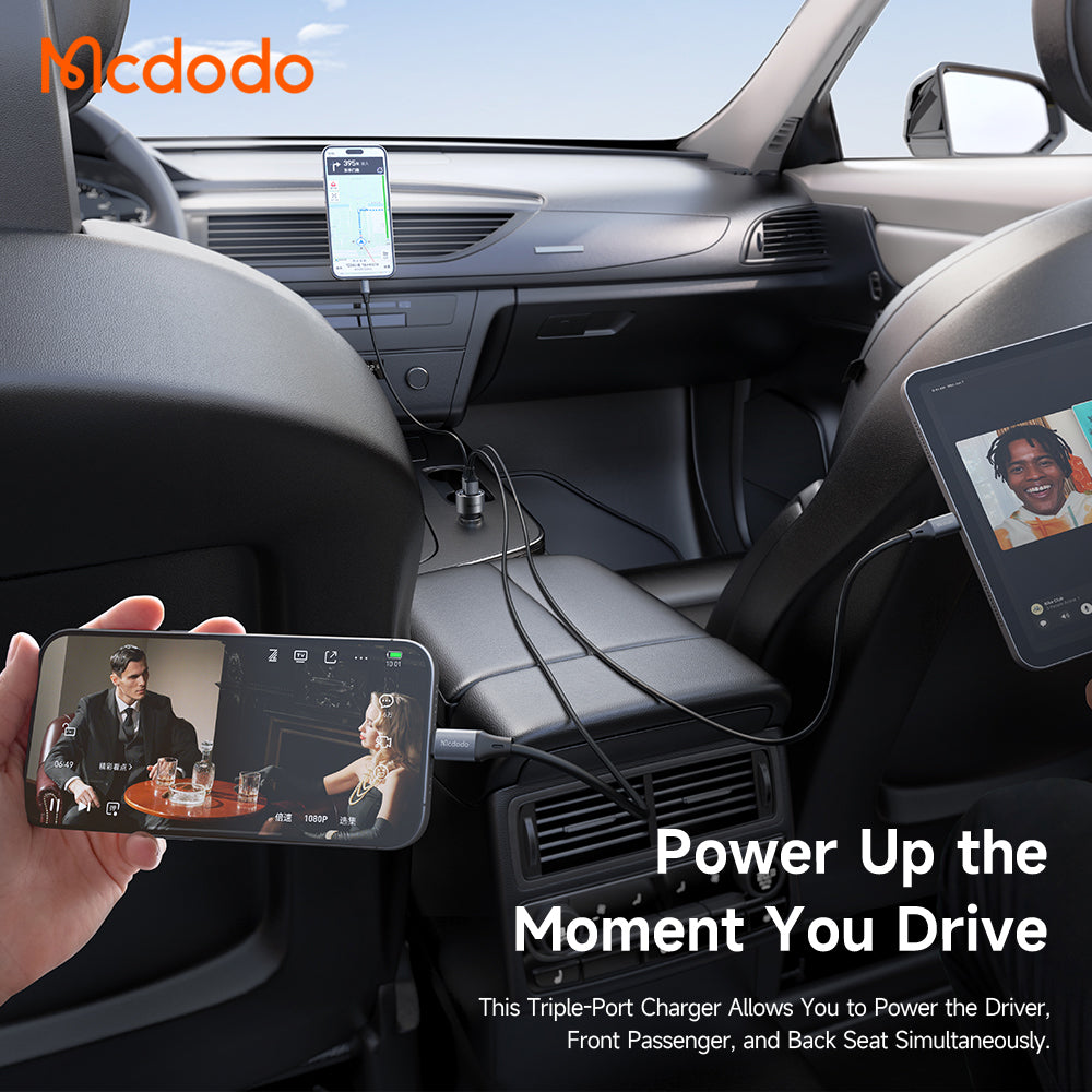 Carregador Automóvel McDodo CC-3110 Gana, 90W, 3A, 1 x USB-A - 2 x USB-C, Preto