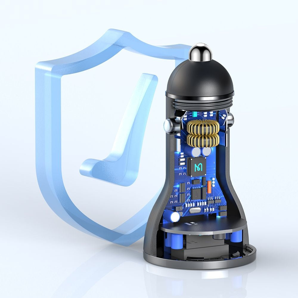 Carregador Auto McDodo CC-5670 Display, 95W, 5A, 1 x USB-A - 1 x USB-C, Preto