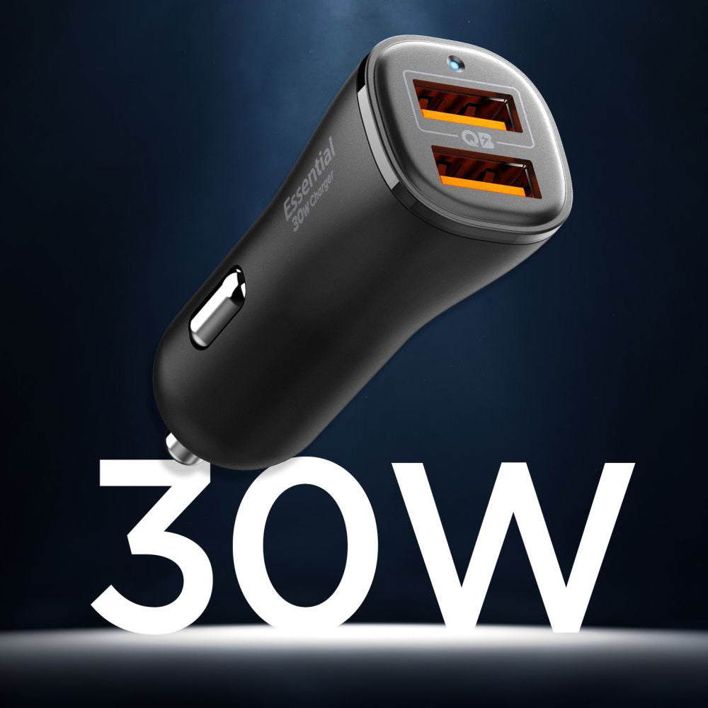 Carregador Auto Spigen EV302 Essential, 30W, 3A, 2 x USB-A, Preto