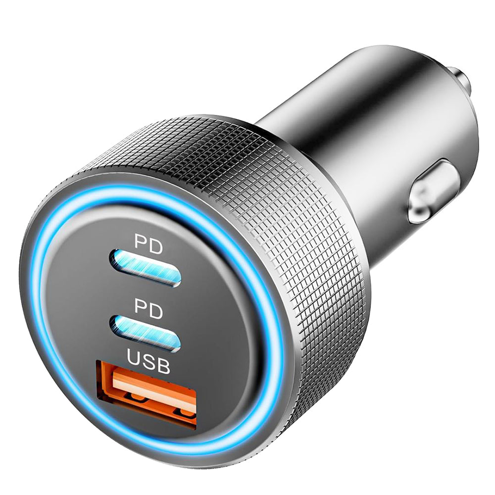 Carregador Auto Techsuit C6 DriveBoost, 60W, 3A, 1 x USB-A - 2 x USB-C, Prateado