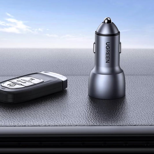 Carregador de isqueiro UGREEN CD213, 36W, 3A, 2 x USB-A, cinzento