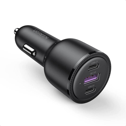Carregador de isqueiro UGREEN CD239, 69 W, 3,25 A, 1 x USB-A - 2 x USB-C, preto