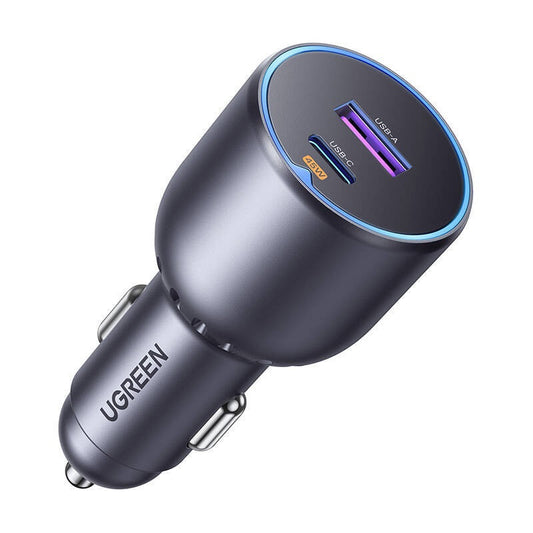 Carregador de isqueiro UGREEN EC701, 63W, 3A, 1 x USB-A - 1 x USB-C, preto