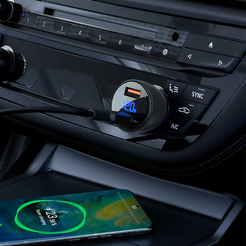 Carregador Automóvel Acefast B6, 63W, 3.6A, 1 x USB-A - 1 x USB-C, Preto