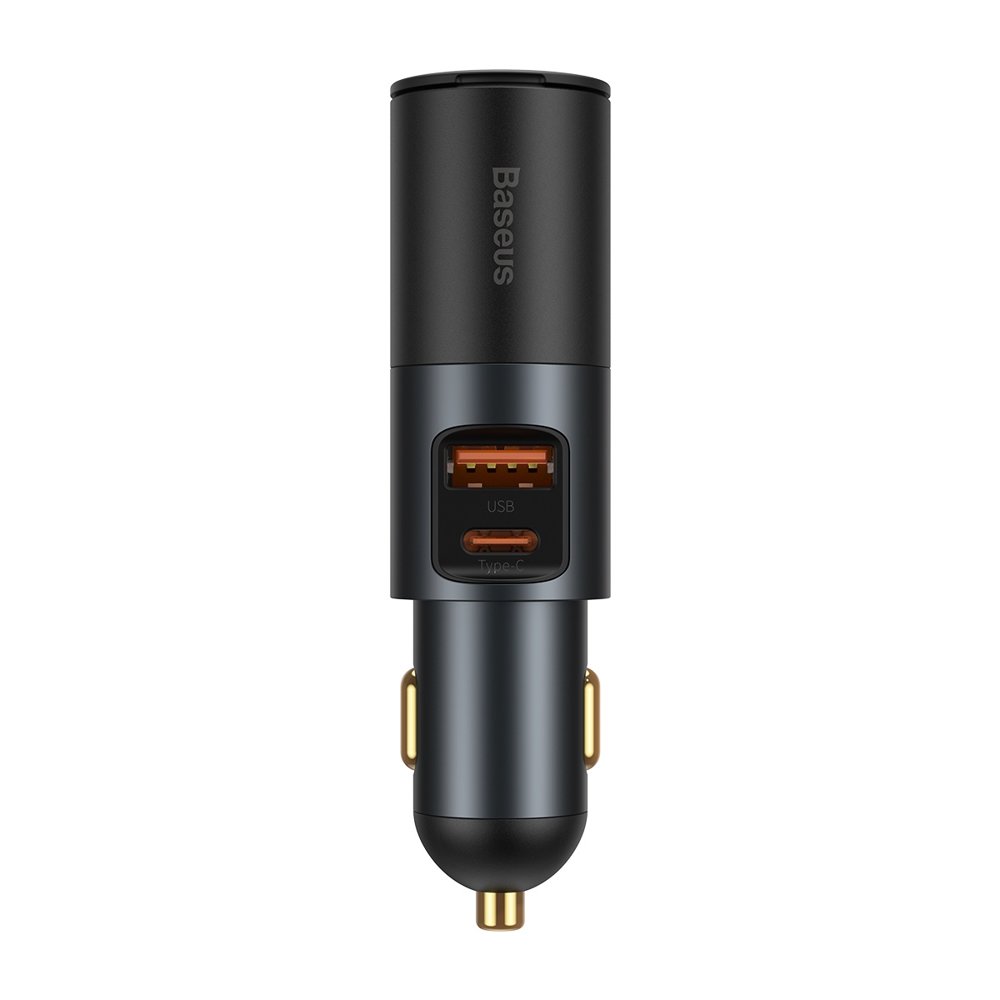 Carregador Auto Baseus Share Together, 120W, 3A, 1 x USB-A - 1 x USB-C - 1 x Extensão Isqueiro, Cinzento CCBT-C0G