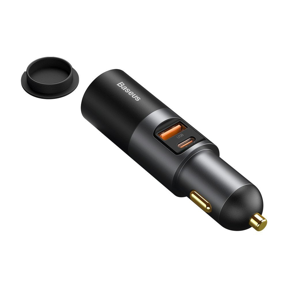 Carregador Auto Baseus Share Together, 120W, 3A, 1 x USB-A - 1 x USB-C - 1 x Extensão Isqueiro, Cinzento CCBT-C0G