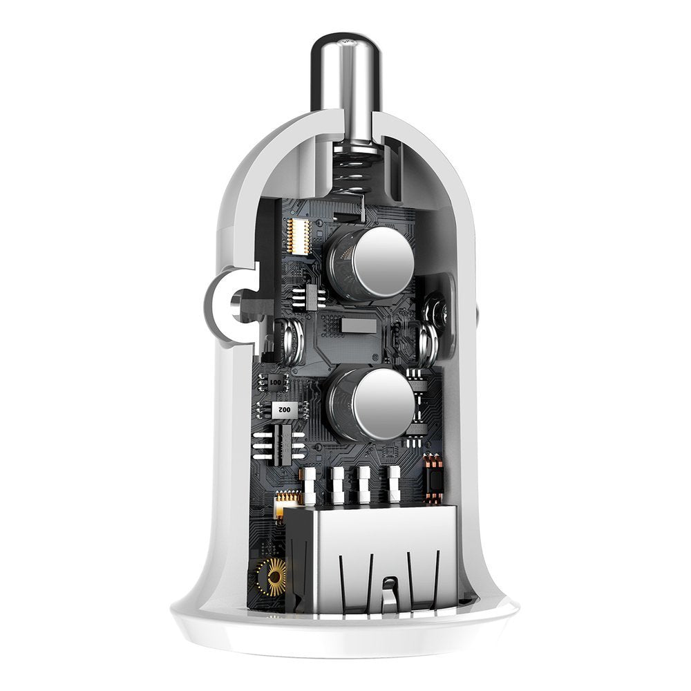 Carregador de isqueiro Baseus Grain Pro, 24 W, 2,4 A, 2 x USB-A, branco CCALLP-02