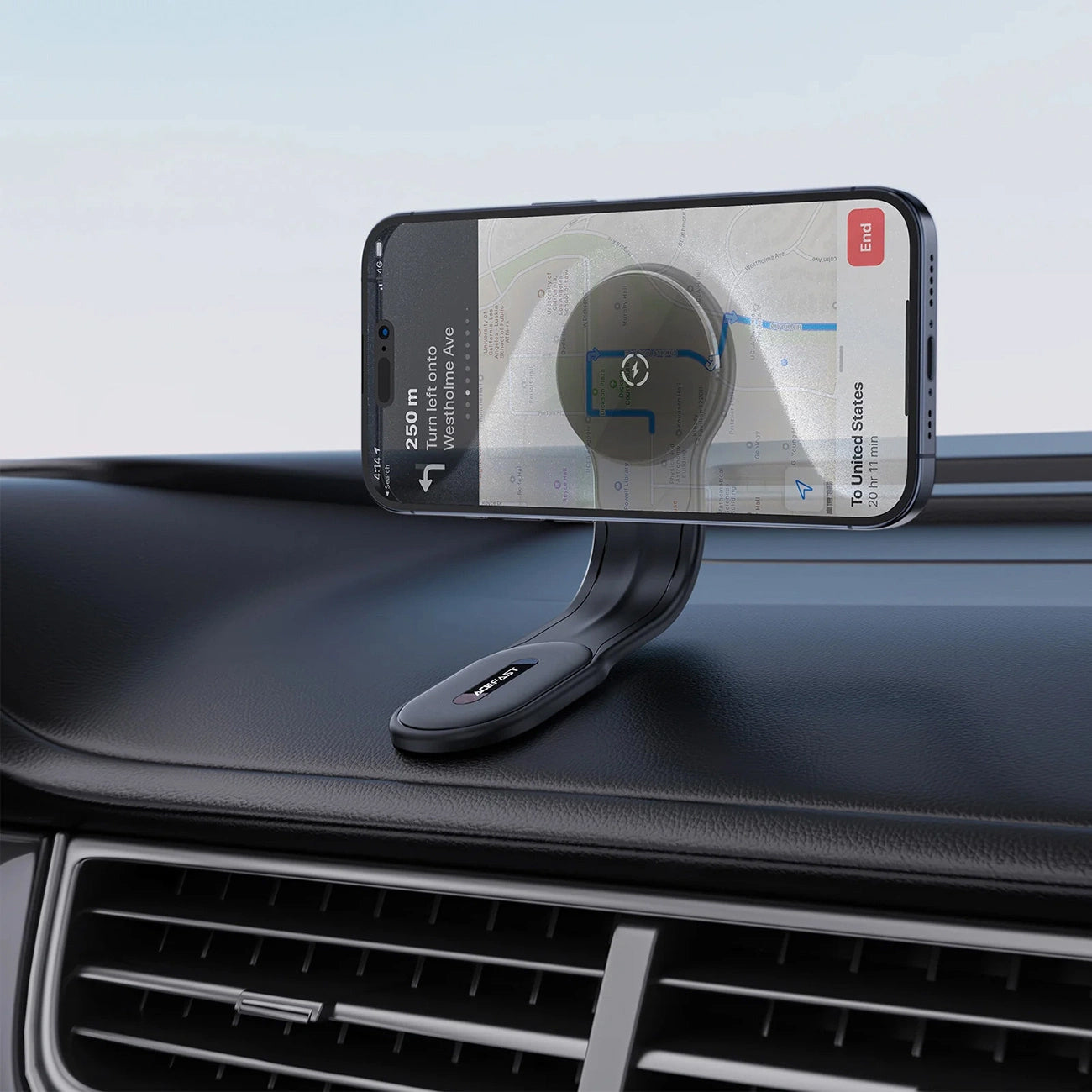 Carregador Auto Wireless Acefast D21, 15W, 1.67A, Preto