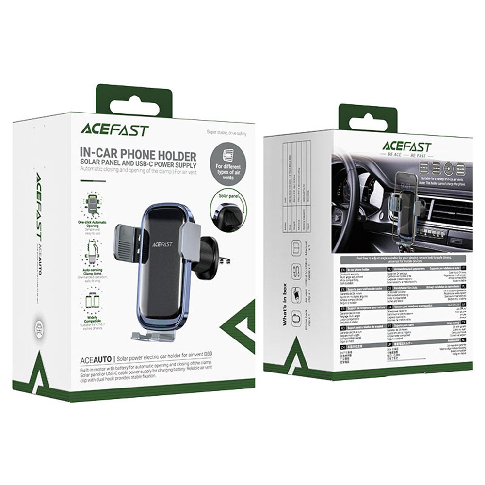 Suporte para Carro Acefast D39 com Painel Solar, Universal, Preto