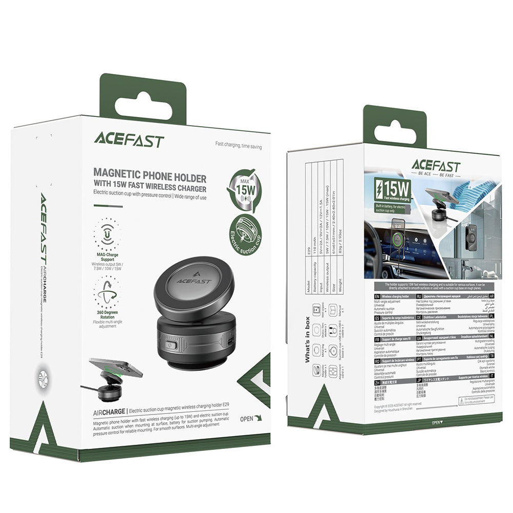 Acefast E29 Wireless Car Charger, 15W, 1.67A, Gray