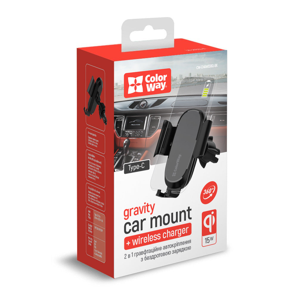 Carregador Auto Wireless ColorWay CW-CHAW038Q, 15W, 1.67A, Preto