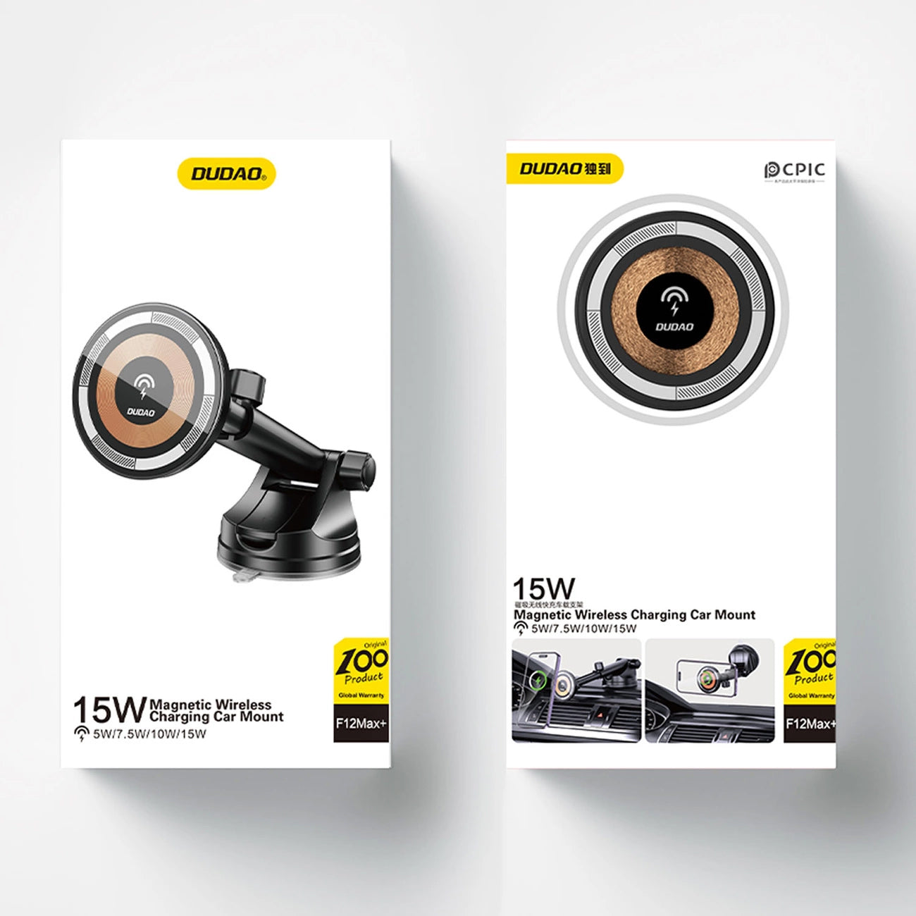 Wireless Car Charger Dudao F12MAX+, 15W, 1.67A, Black