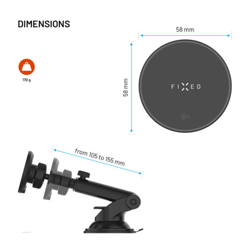 Carregador Auto Wireless Fixed MagRound 2 XL, 15W, 1.67A, Preto