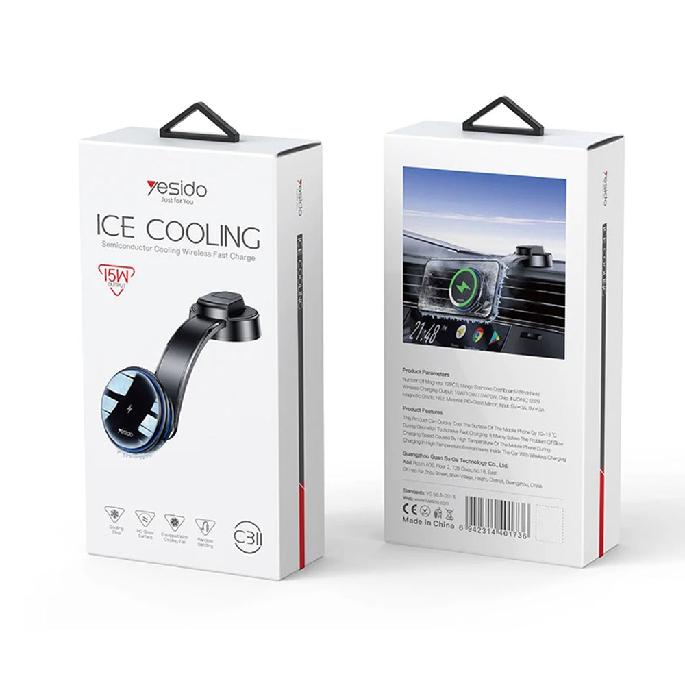 Carregador Auto Wireless Yesido C311, 15W, 1.67A, Preto