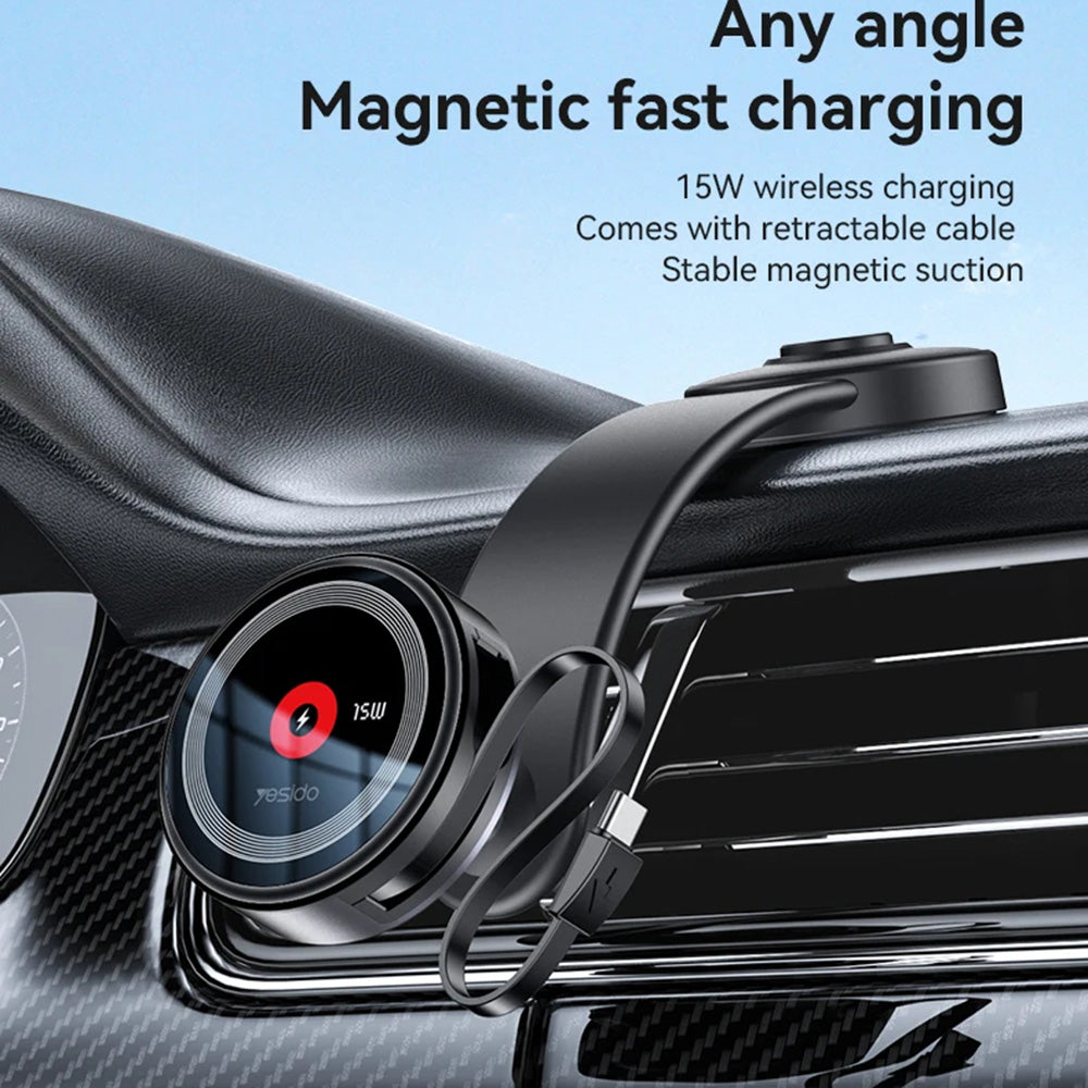 Carregador Auto Wireless Yesido C314, 15W, 1.67A, Preto