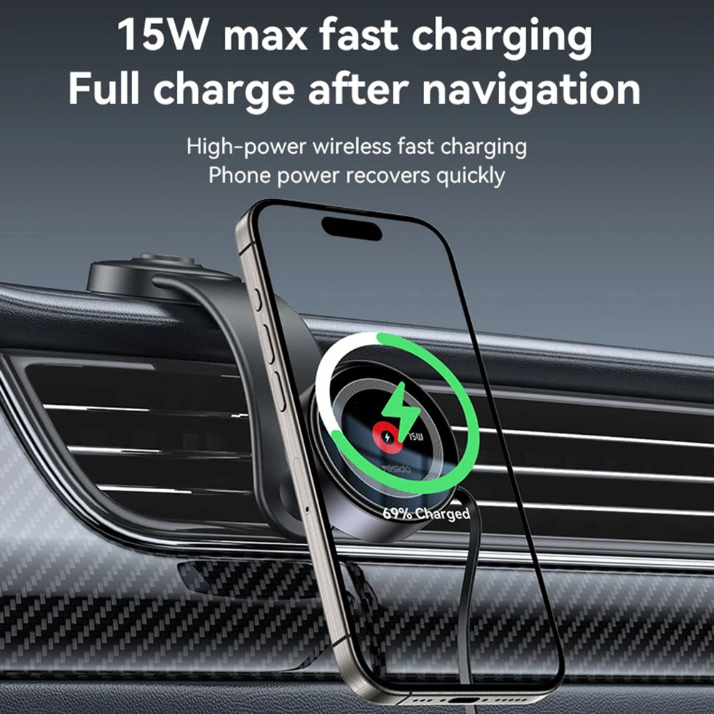 Carregador Auto Wireless Yesido C314, 15W, 1.67A, Preto