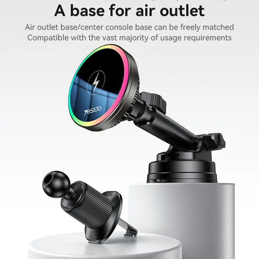 Carregador Auto Wireless Yesido C315, 15W, 1.67A, Preto