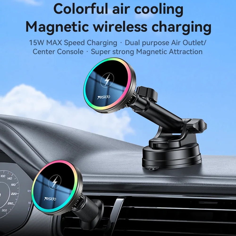 Carregador Auto Wireless Yesido C315, 15W, 1.67A, Preto