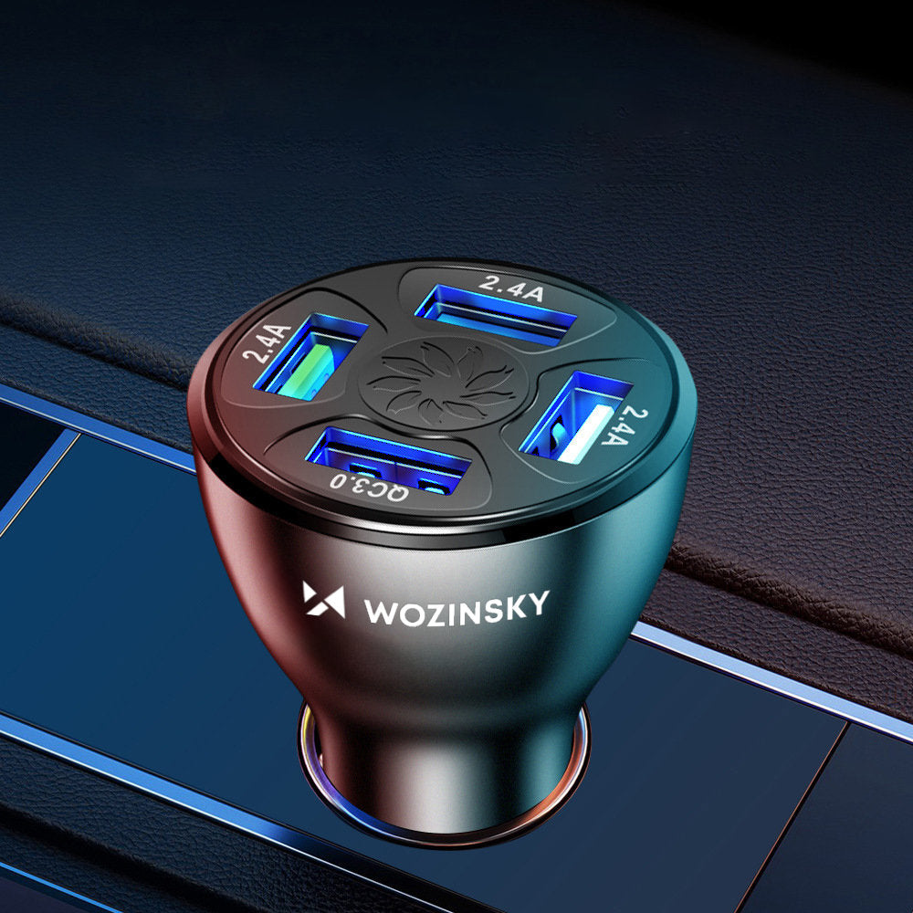 Carregador de isqueiro WZK WCCAW, 50W, 3A, 4 x USB-A, branco