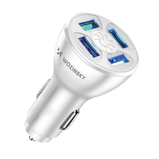 Carregador de isqueiro WZK WCCAW, 50W, 3A, 4 x USB-A, branco