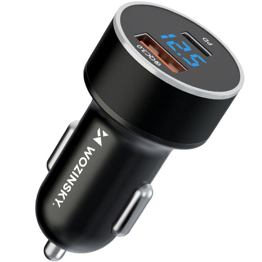 Carregador de isqueiro WZK WDCCAC, 36W, 3A, 1 x USB-A - 1 x USB-C, preto