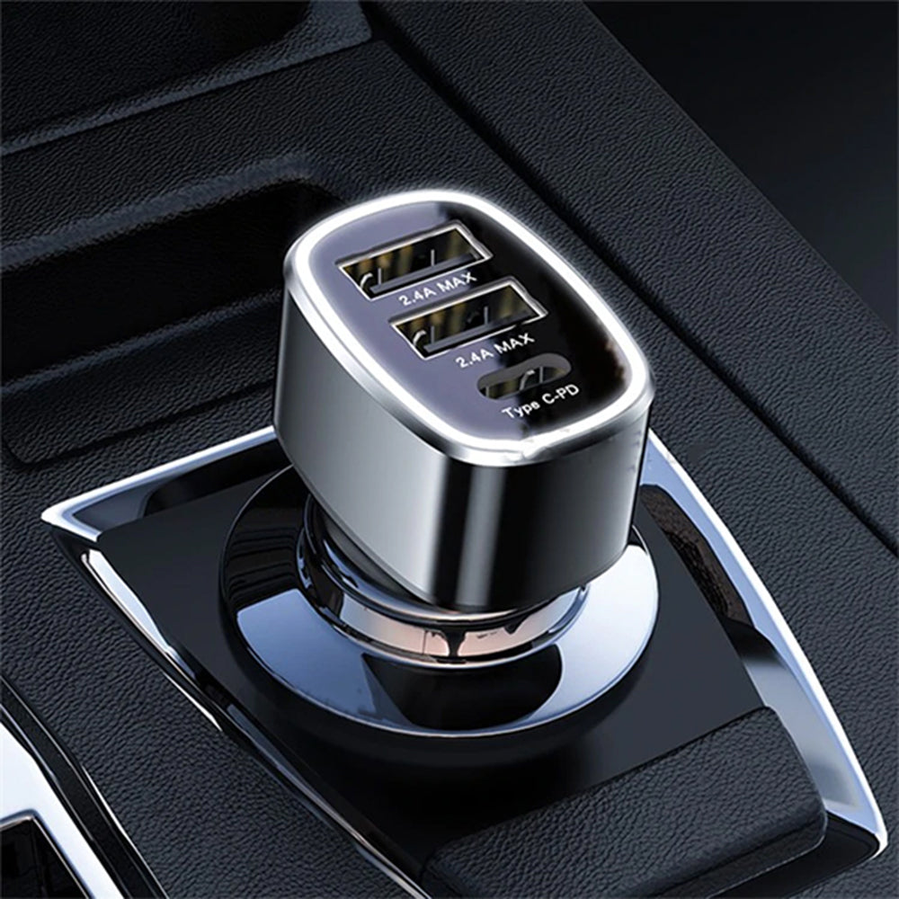 Carregador Auto Yesido Y47, 49W, 3A, 2 x USB-A - 1 x USB-C, Preto