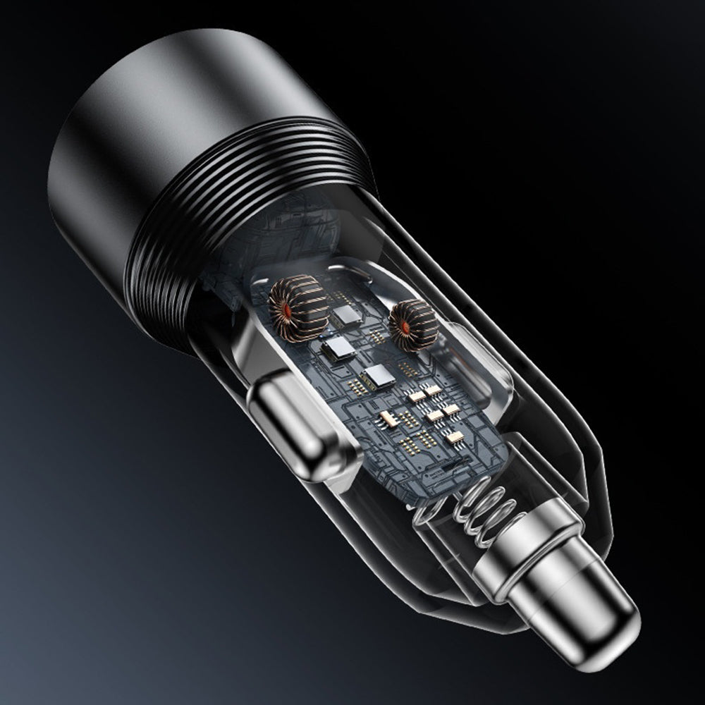 Carregador Auto Yesido Y64, 50W, 3A, 1 x USB-A - 1 x USB-C, Preto