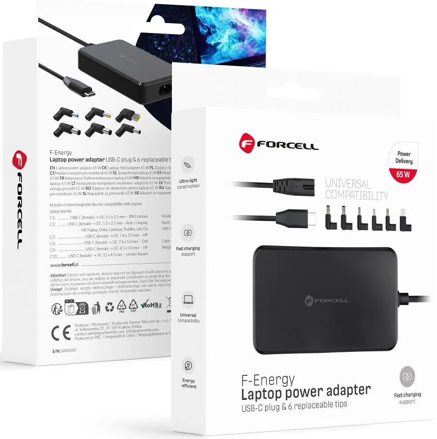 Carregador Forcell F-Energy E856, 65W, Universal, Preto
