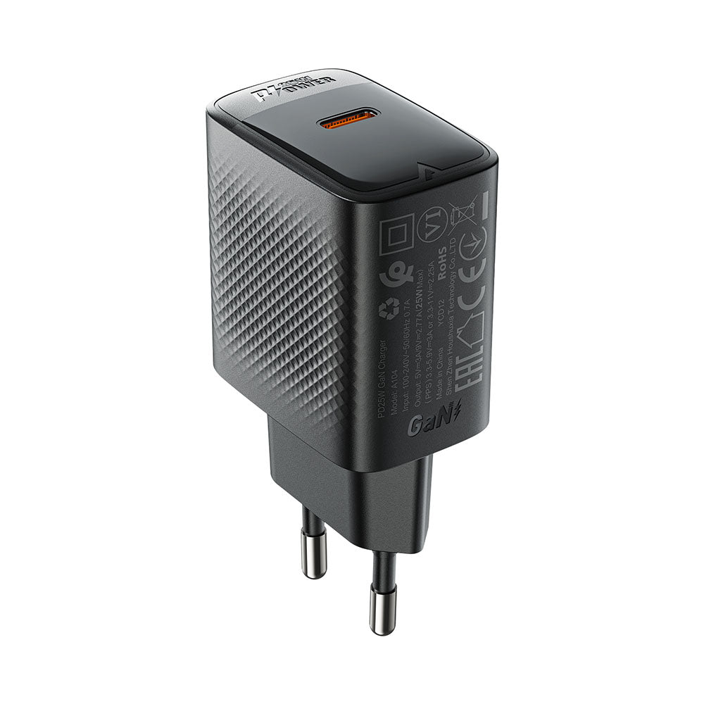 Carregador de Rede Acefast A104, 25W, 3A, 1 x USB-C, Preto
