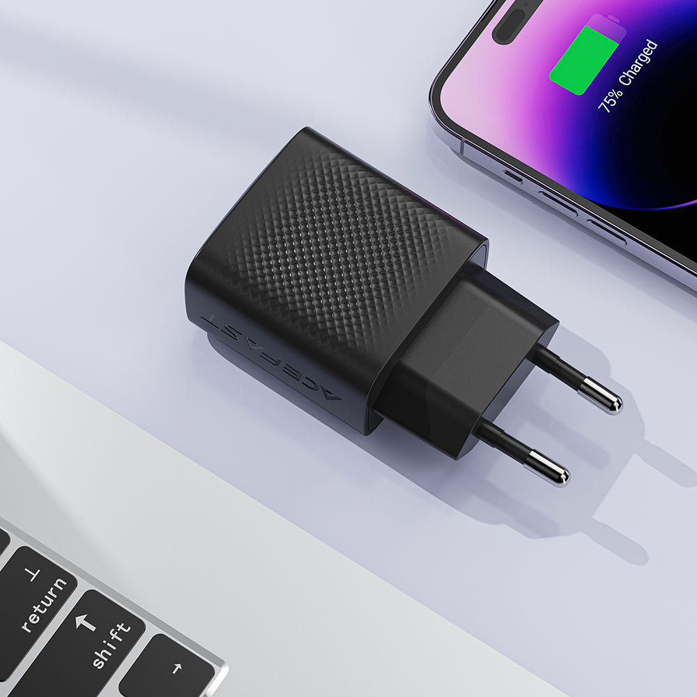 Carregador de Rede Acefast A104, 25W, 3A, 1 x USB-C, Preto