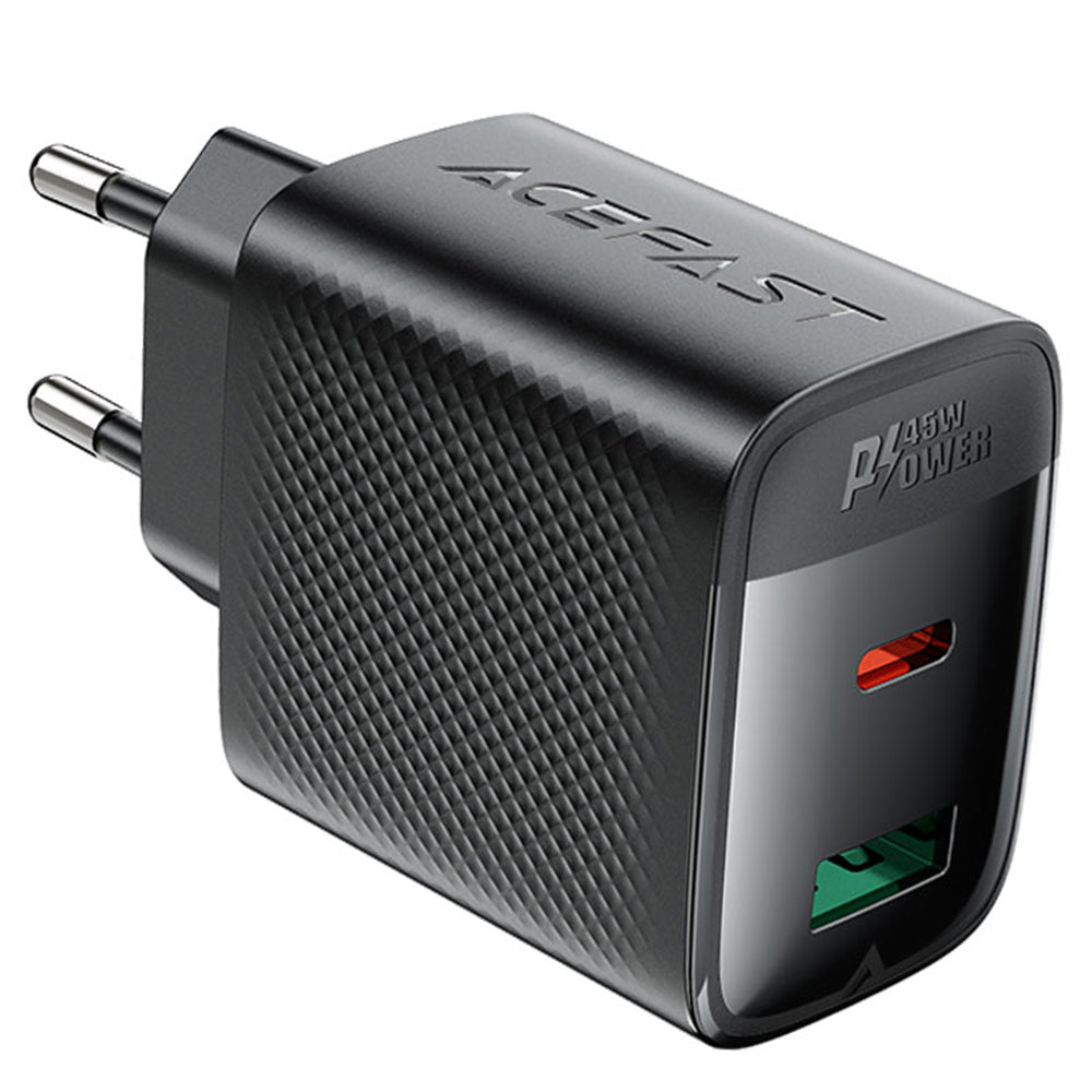 Carregador de Rede Acefast A106, 45W, 3A, 1 x USB-A - 1 x USB-C, Preto