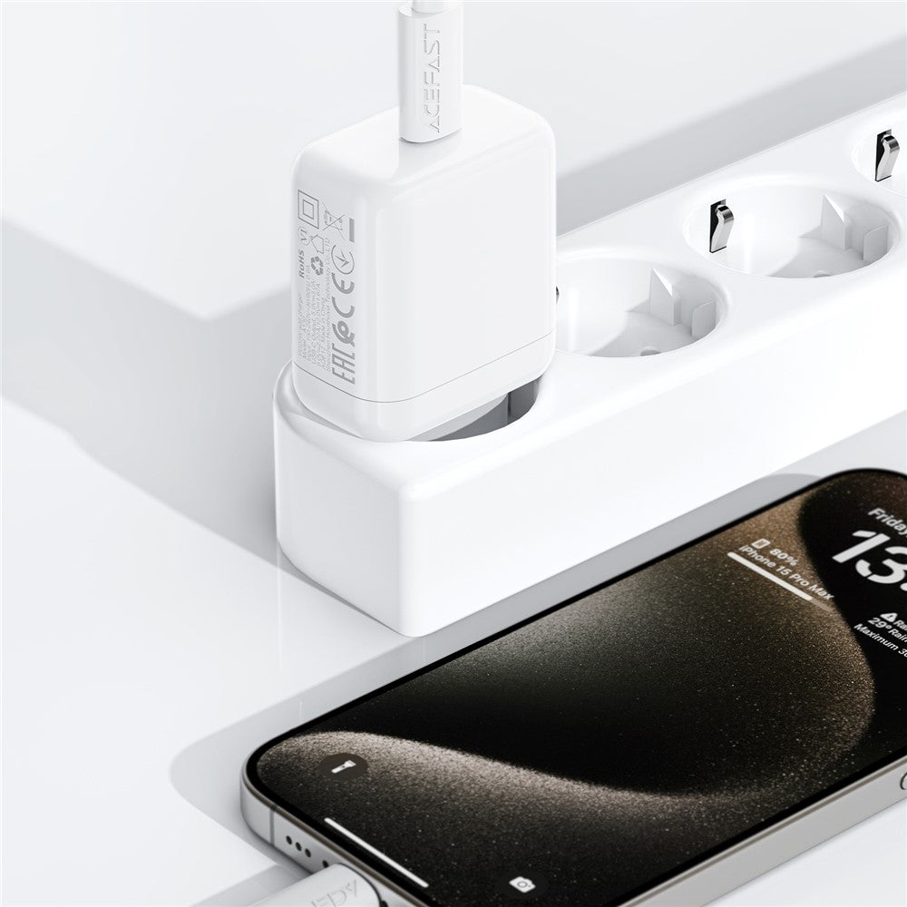 Carregador de Rede Acefast A130, 20W, 3A, 1 x USB-C, Branco