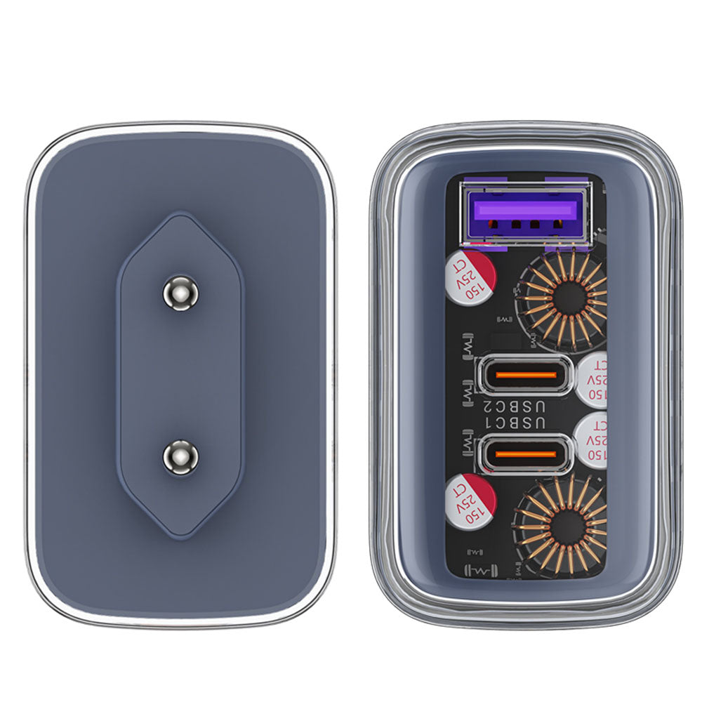 Carregador de Rede Acefast A45 Exploration, 65W, 3.25A, 1 x USB-A - 2 x USB-C, Cinzento