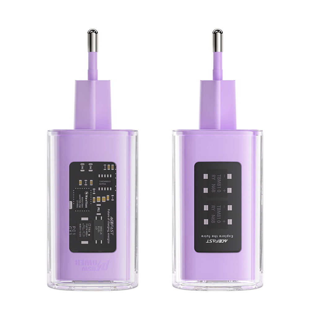 Carregador de Rede Acefast A45 Exploration, 65W, 3.25A, 1 x USB-A - 2 x USB-C, Roxo
