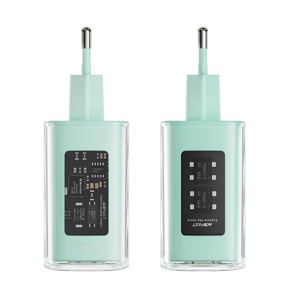 Carregador de Rede Acefast A45 Exploration, 65W, 3.25A, 1 x USB-A - 2 x USB-C, Verde