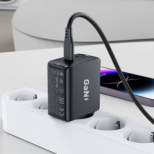 Carregador de rede Acefast A49, 35W, 3A, 2 x USB-C, preto