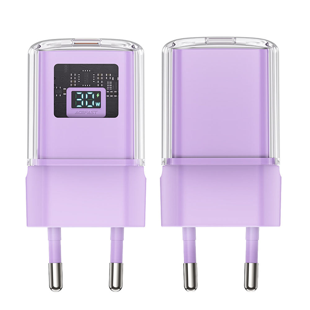 Carregador de Rede Acefast A53 Sparkling Display, 30W, 3A, 1 x USB-C, Roxo