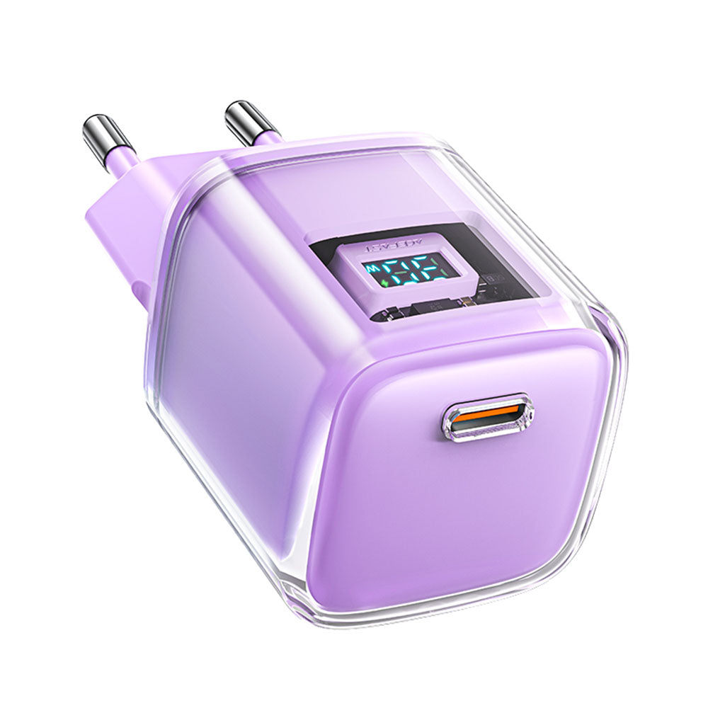 Carregador de Rede Acefast A53 Sparkling Display, 30W, 3A, 1 x USB-C, Roxo