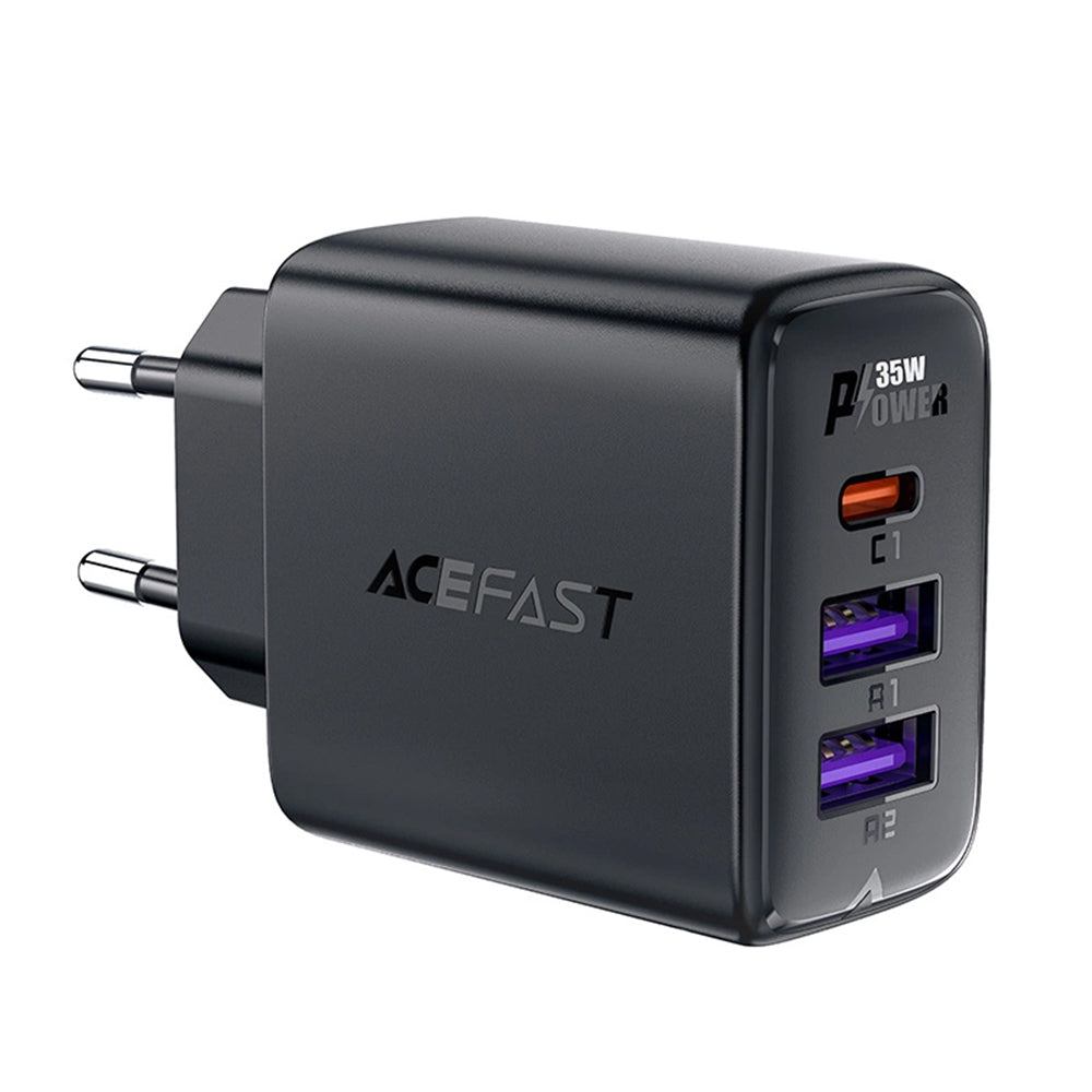 Carregador de Rede Acefast A57, 35W, 3A, 2 x USB-A - 1 x USB-C, Preto