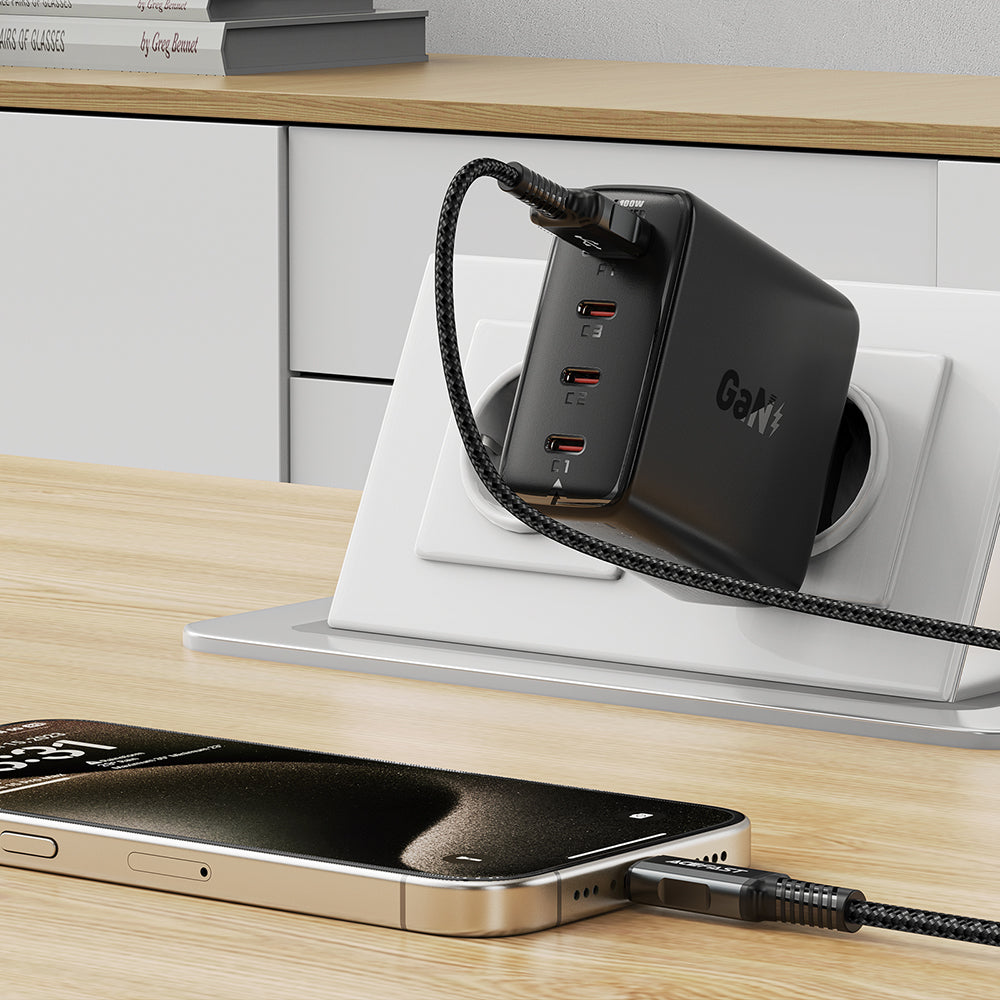 Carregador de Rede Acefast A94, 100W, 5A, 1 x USB-A - 3 x USB-C, Preto