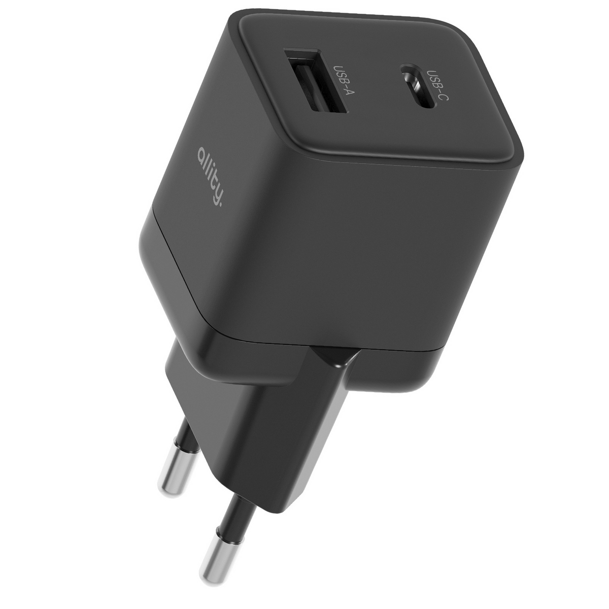 Carregador de Rede Allity. ATC-01-30WAC Mini, 30W, 3A, 1 x USB-A - 1 x USB-C, Preto