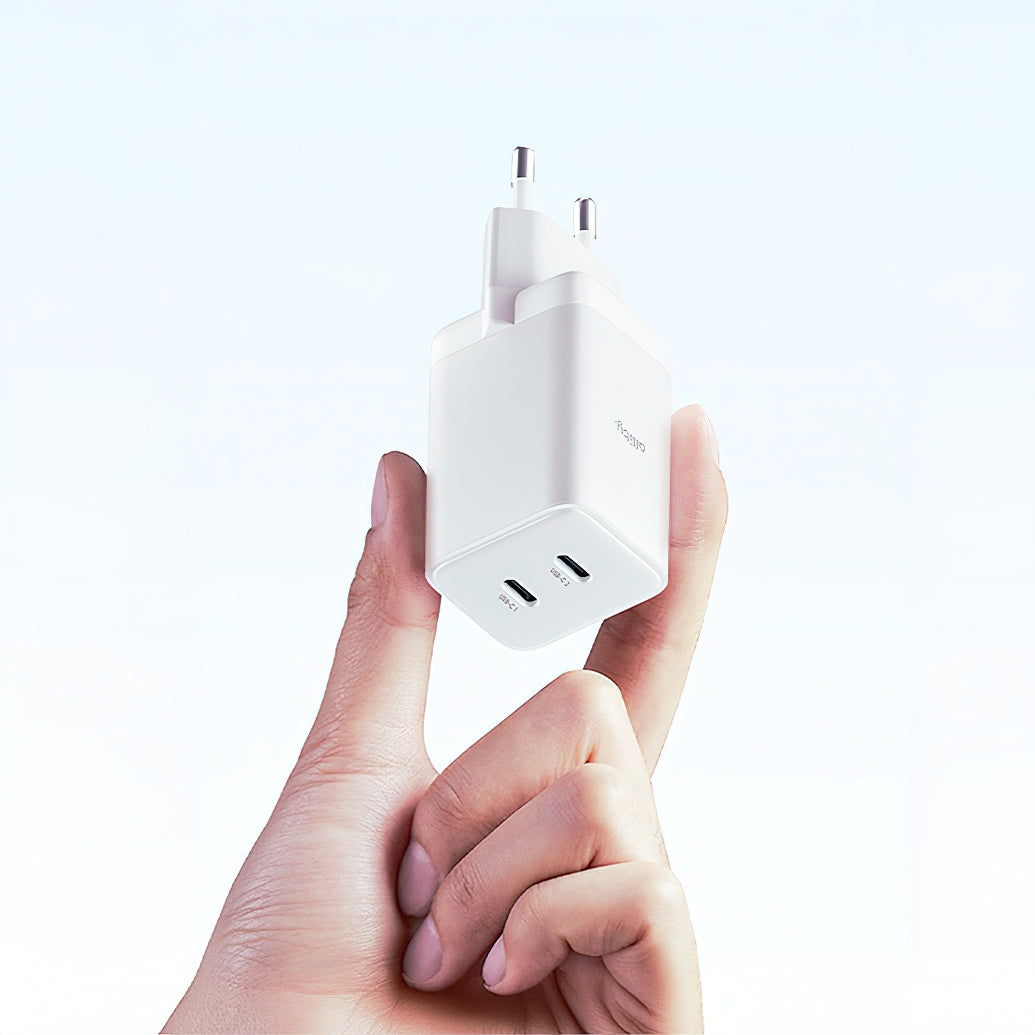 Carregador de Rede Allity. ATC-01-45WCC Fast, 45W, 3A, 2 x USB-C, Branco