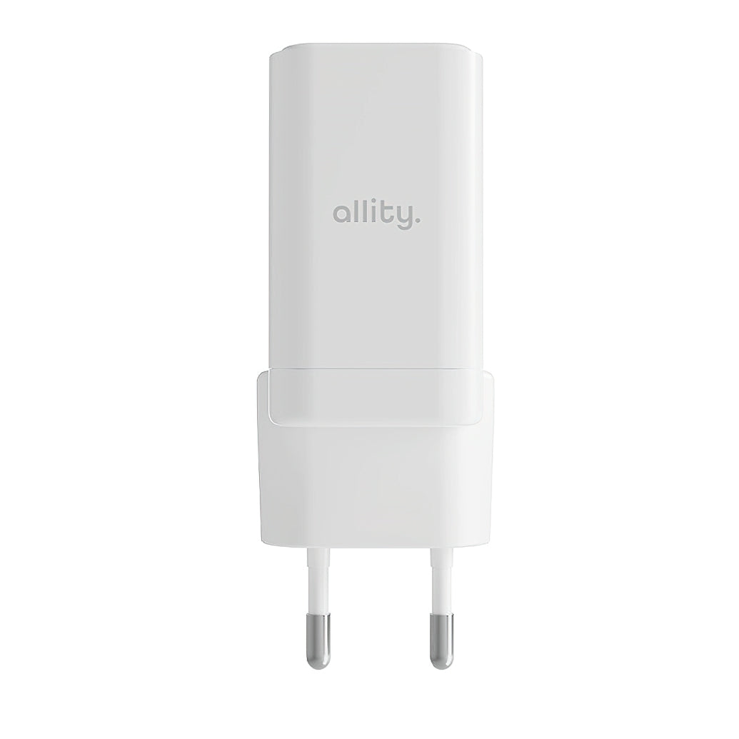 Carregador de Rede Allity. ATC-01-45WCC Fast, 45W, 3A, 1 x USB-A - 1 x USB-C, Branco
